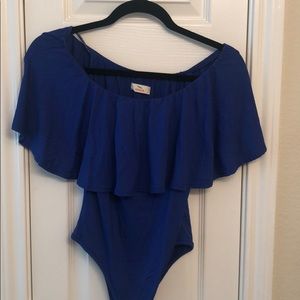 Royal Blue off the shoulder body suit